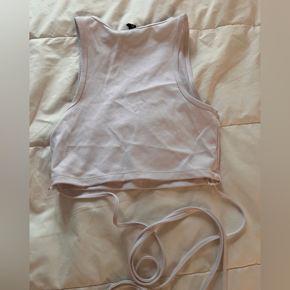 White Ribbed Tank Top - Picture 2 of 5